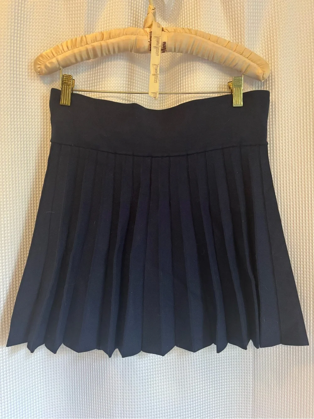 Minnie Rose Navy Pleated Knit Skirt Skort SZ M Dark Academia